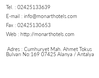 Monarts City Hotel iletiim bilgileri